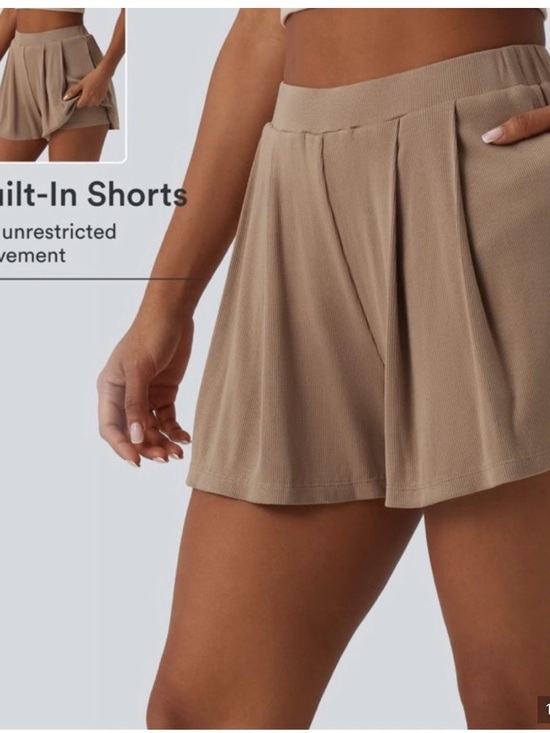 HALARA Pants - HALARA Pleated Built-In Shorts in Tan Size L